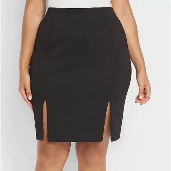 Lane Bryant Pencil Skirt Plus Size 18 Zipper slits Ponte  Career elastic waist - Picture 1 of 2